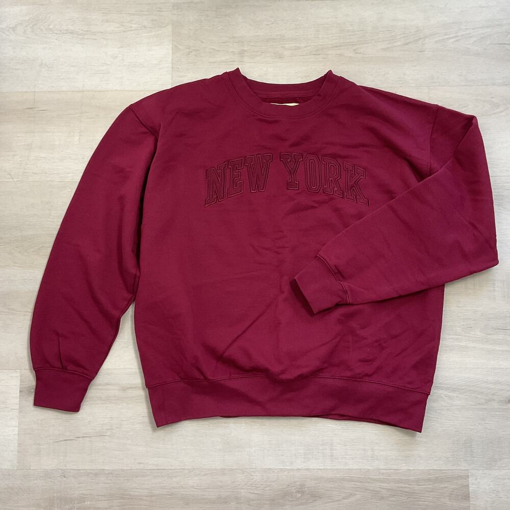 New York Popular Embroidered Burgundy Old Money Classic Sweater XL